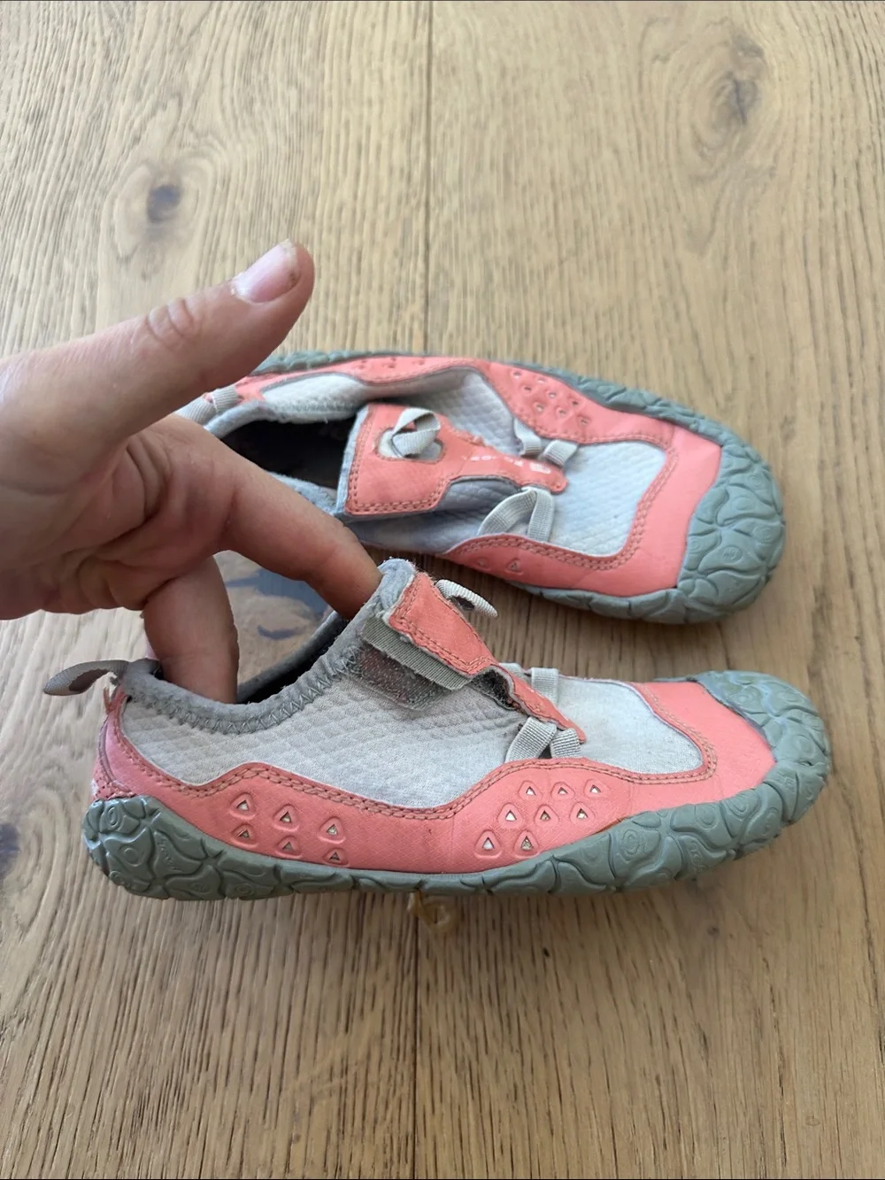 TEVA girls Kids Coral and Gray Water Shoes 1